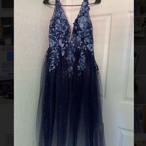 2021 Navy Blue Sparkly Prom Dress